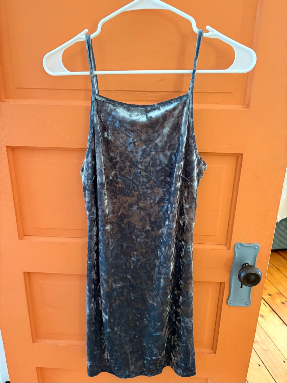 Vintage Y2K Velvet Slip Dress - Charcoal Gray